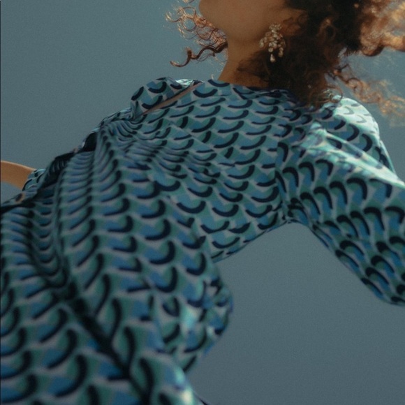 ZARA BNWT Geometric Print Shirt Dress - Picture 1 of 5